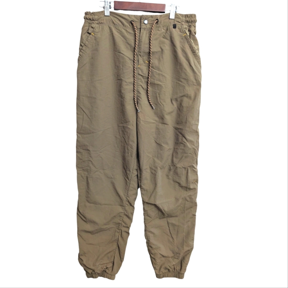 GYMSHARK Tan Jogger Pants Nylon Drawstring Elastic Waist Size Large High Waisted